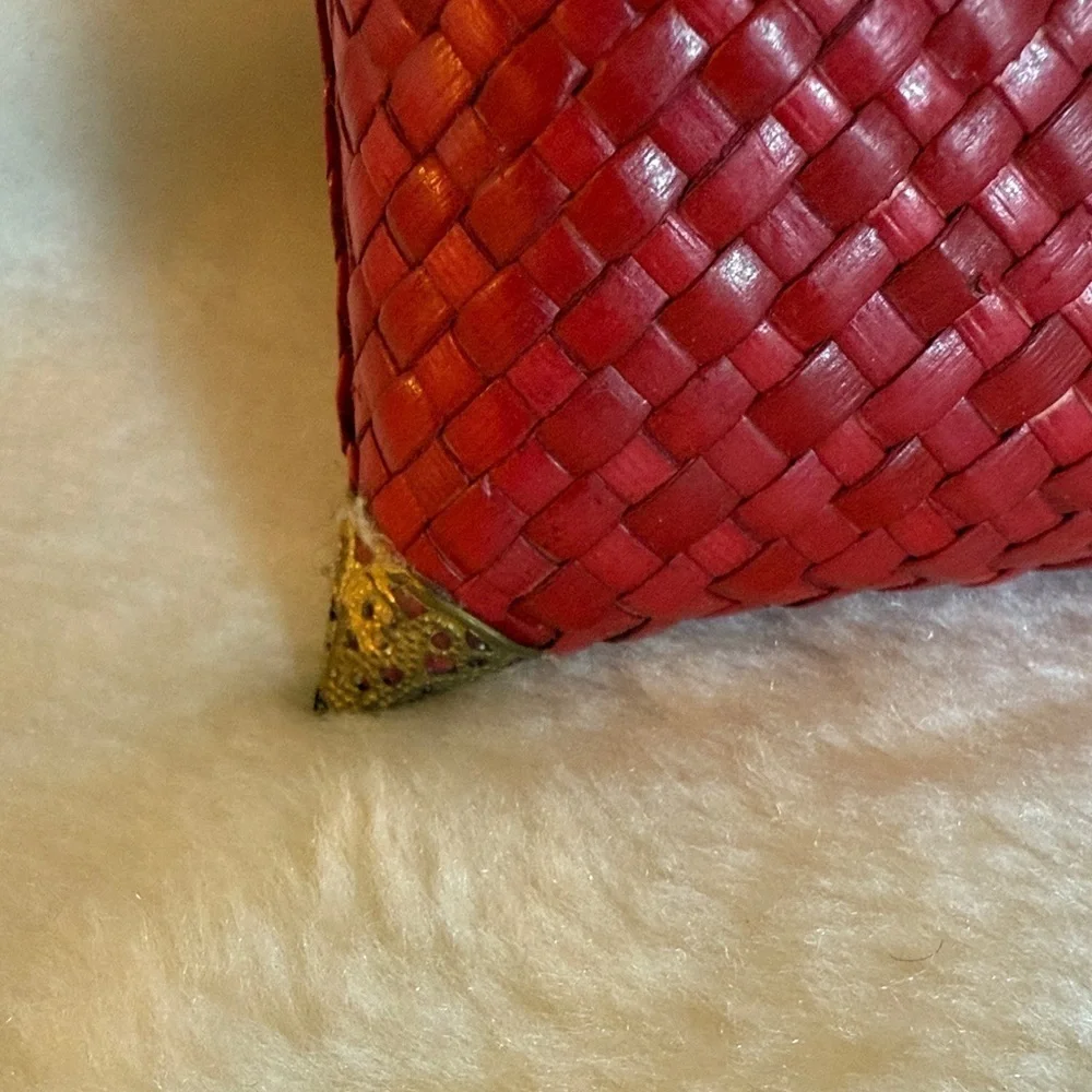 Vibrant Red and Yellow Woven Clutch
